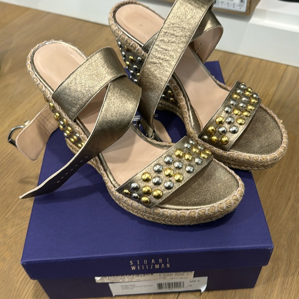 Stuart Weitzman Hubcaps Wedge Sandal Size 8.5 - image 1